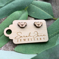 Handmade Wooden Australian Koala Earrings