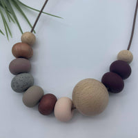 Handmade Clay Bead Necklace - Burgundy