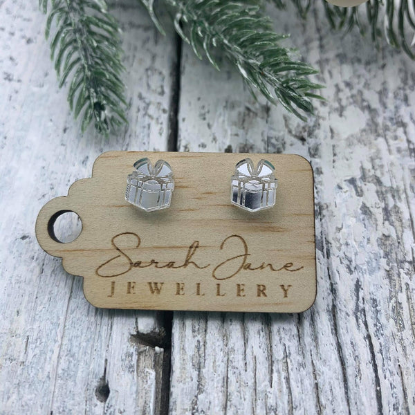 Handmade Christmas Present Earrings - Silver