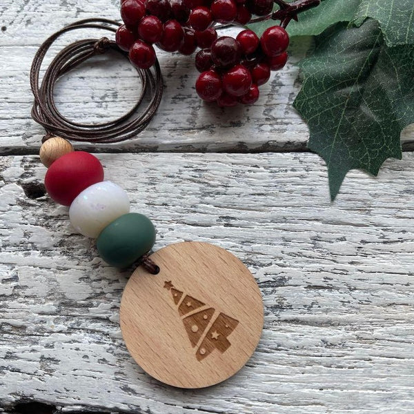 Handmade "Christmas" Clay/Wood Pendant Necklace - Assorted Styles