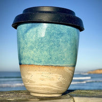 Ceramic Coffee Keep Cup - Anglesea Kangaroo Tracks | Hand Made in Victoria