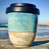 Ceramic Coffee Keep Cup - Torquay Dog Beach | Hand Made in Victoria