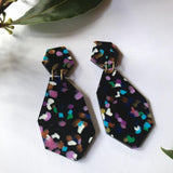 Made from 100% recycled single-use plastic- 'Gem Drop' Dangle- Spotty Black