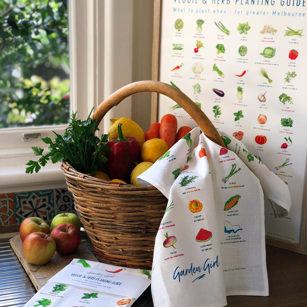 What to Plant When - Veggie and Herb Guide Tea Towel by Garden Girl