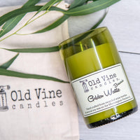 'Golden Wattle' Recycled Wine Bottle Candle