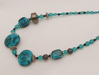 Teal and Black Handmade Bead Necklace