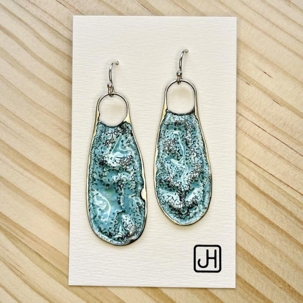 Recycled Sterling Silver and Enamel Earrings - Larger Size