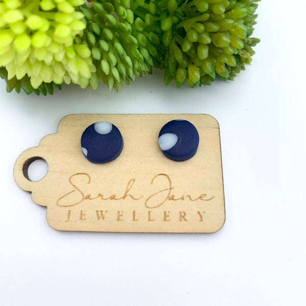 Handmade Clay Round Stud Earrings - Assorted Styles