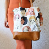 Faces On White Tote Bag
